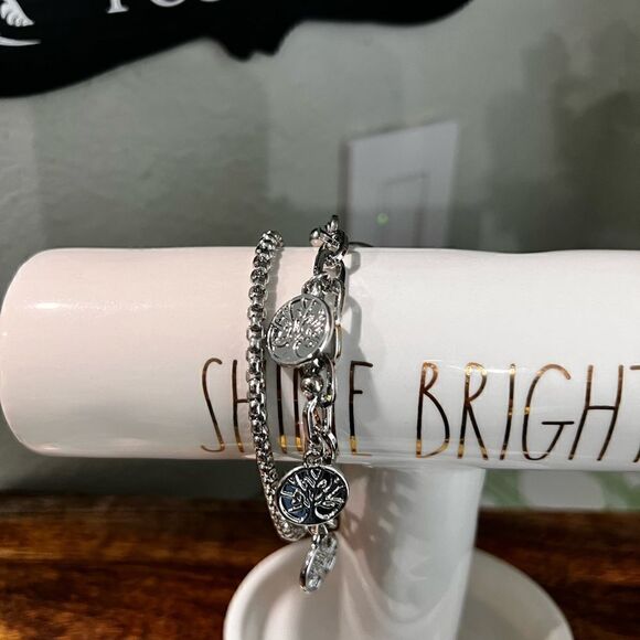 NWT Charter Club Rhodium Silver Charm Bracelet #JW7 - Picture 5 of 6